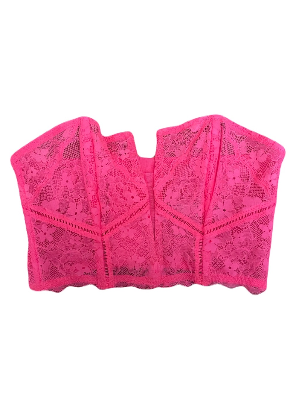Victoria's Secret Hot Pink Lace Strapless Corset